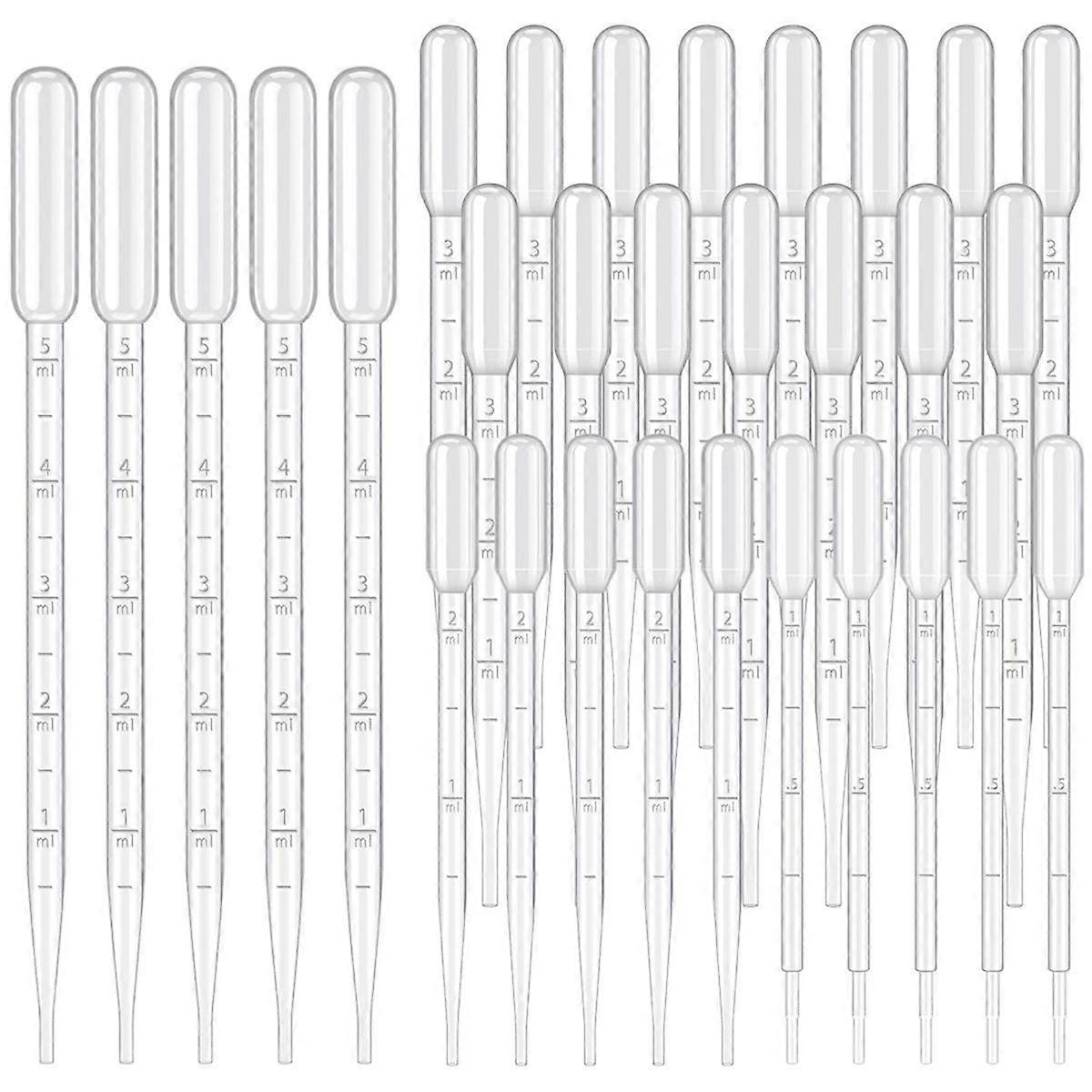 30PCS Pipettes Droppers, 4 Styles with Scale Disposable Plastic Transfer Pipettes Suitable for DIY