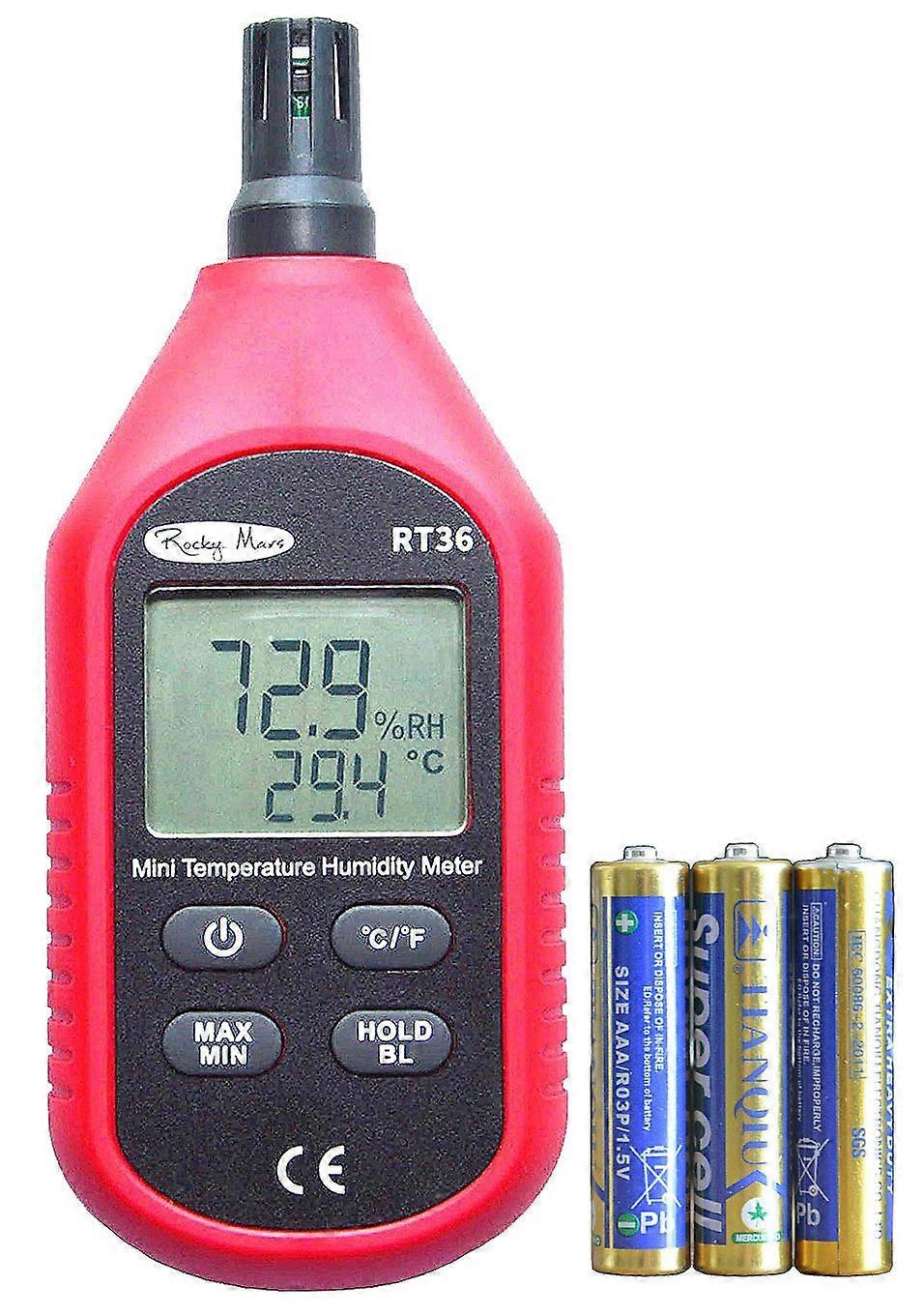 RT36 Digital Hygrometer with Backlit LCD Temperature and Humidity Monitor and Battery Indicator