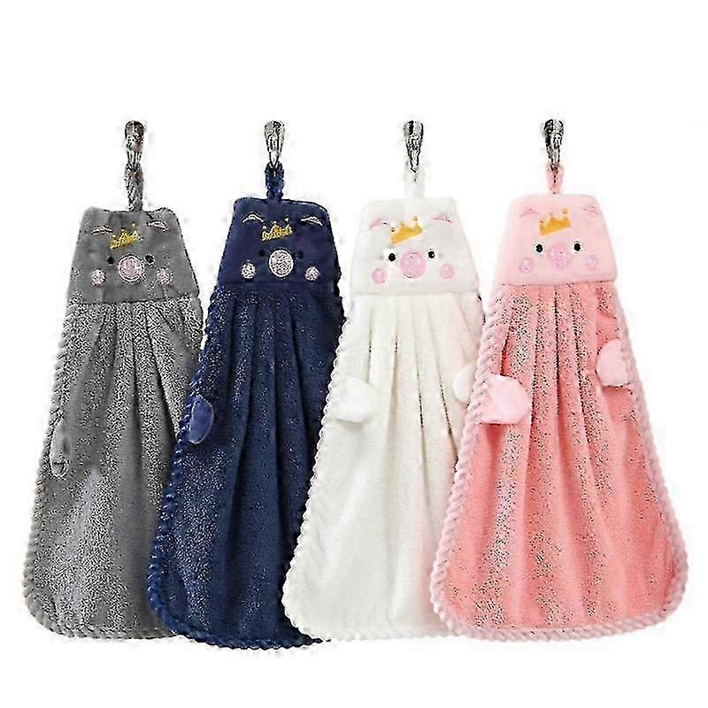 Bathroom Quick Dry Microfiber Hand Towel with Hanging Loop (4 Sizes) - 4 Pieces
