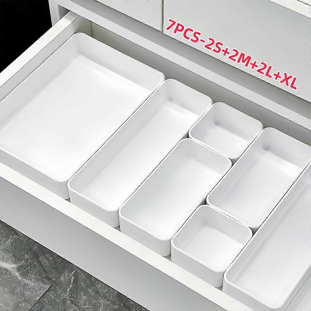 7Pcs/Set Drawer Built-In Storage Box Partition Makeup Table Desktop Cosmetics Storage Box Suitable For All Different Sizes Of
