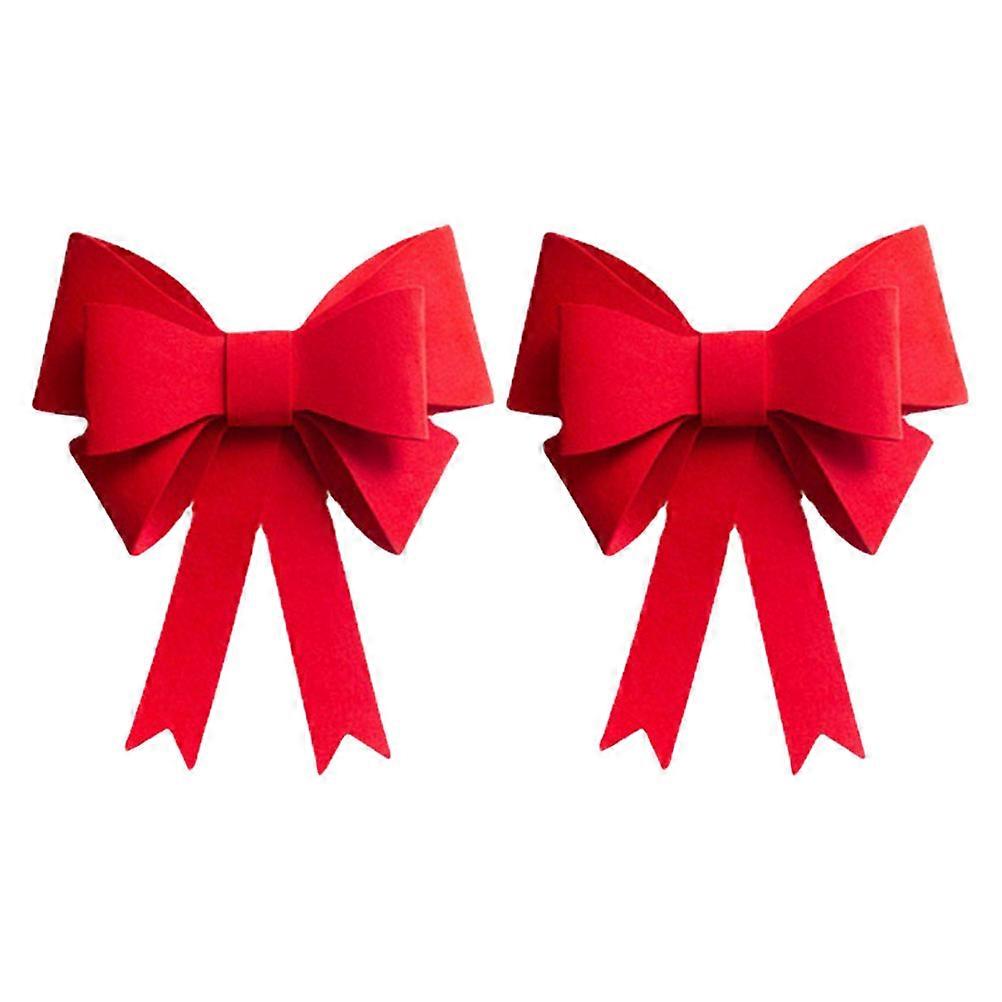2Pcs Large Red Bow for Christmas Decor Felt Material Bow Tie