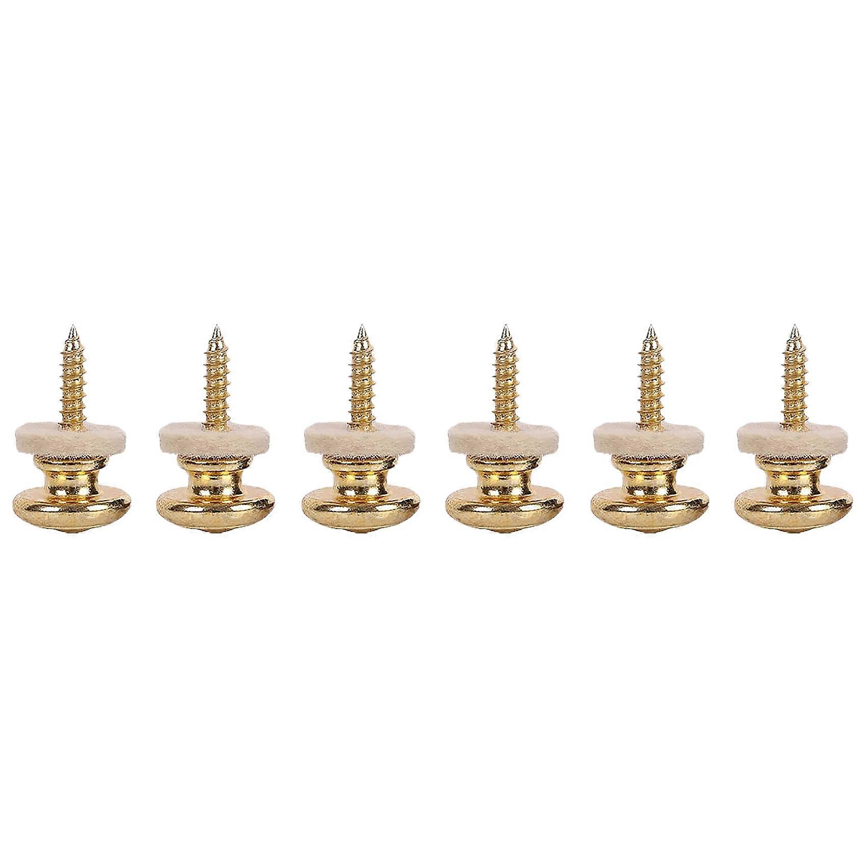 6PCS Wool Copper Guitar Strap Lock Locking Pegs Pins Mushroom Shape End Button Gold