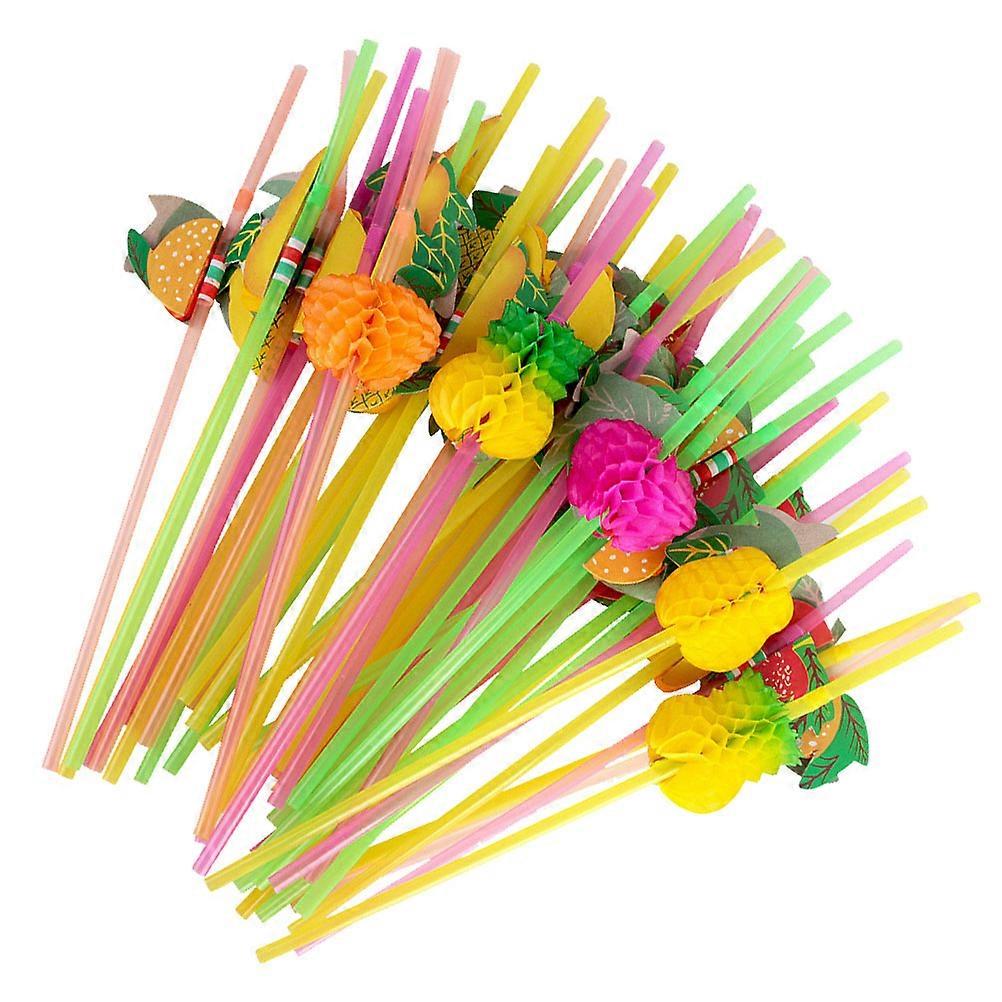 Hawaiian Party Straws Coconut Tree Decor Straws for Drinking Use 30Pcs