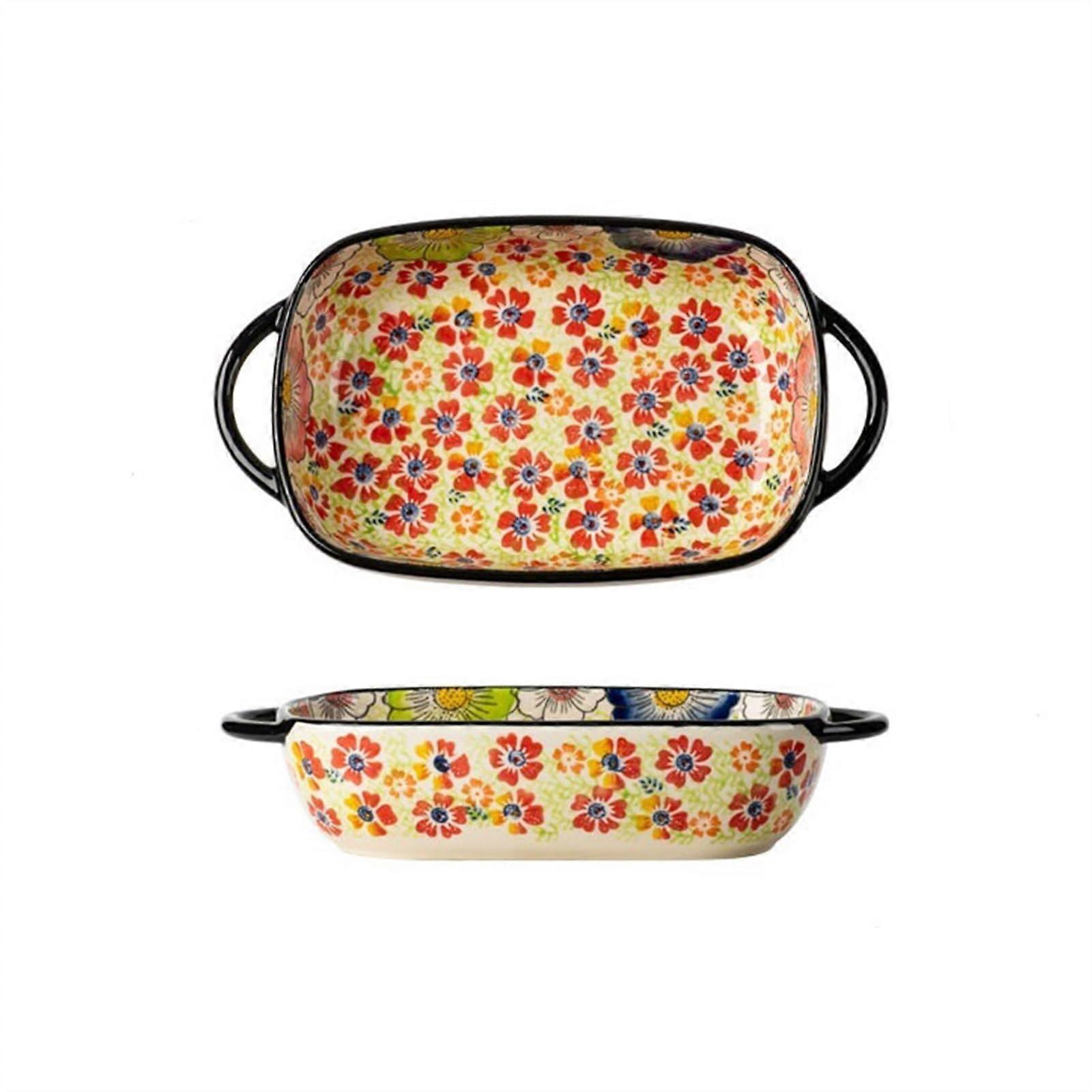 Large Ceramic Baking Dish with Handles,  Temperature Resistant Casserole Pan 19.6cm