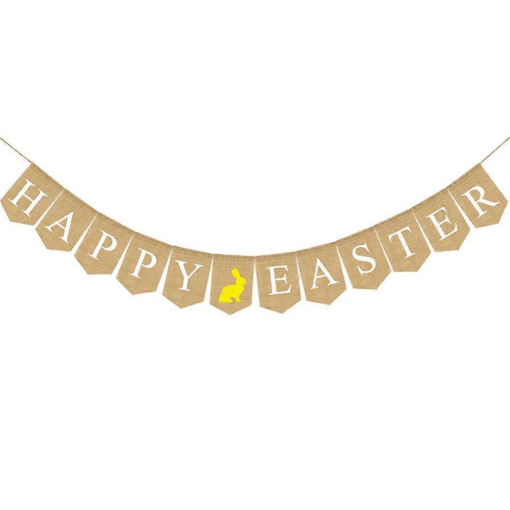 Happy Easter Banner Bunny Patterned Banner for Decoration
