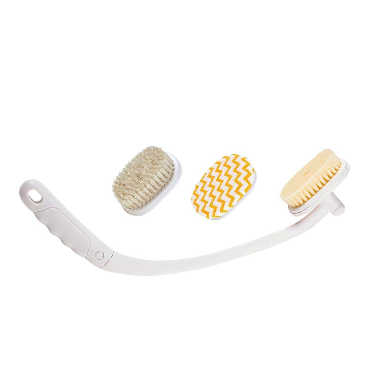 Back Scrubber Long Handle Bath Brush with Ergonomic AntiSlip Grip, Curved Design, Replacement Heads
