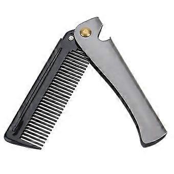 Pettine da barba pieghevole, pettine pieghevole per uomo, pettine da barba in acciaio inossidabile, pettine rotondo pieghevole, pettine a denti in acciaio inossidabile, borsa pieghevole, baffi a forma di co
