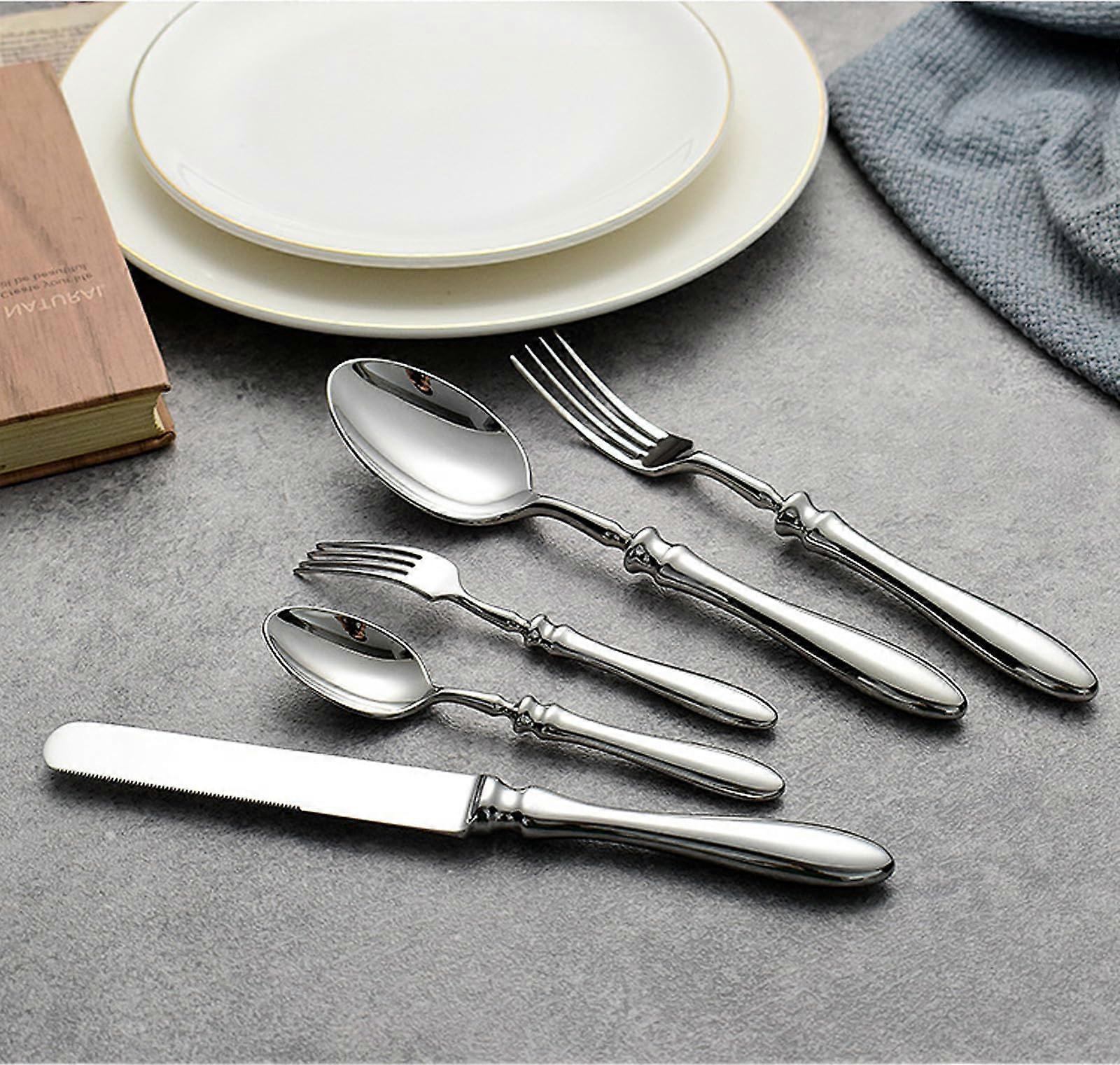 40 Piece Stainless Steel Silverware Set for 8, Ergonomic Handle, Dishwasher Safe, Gift Box