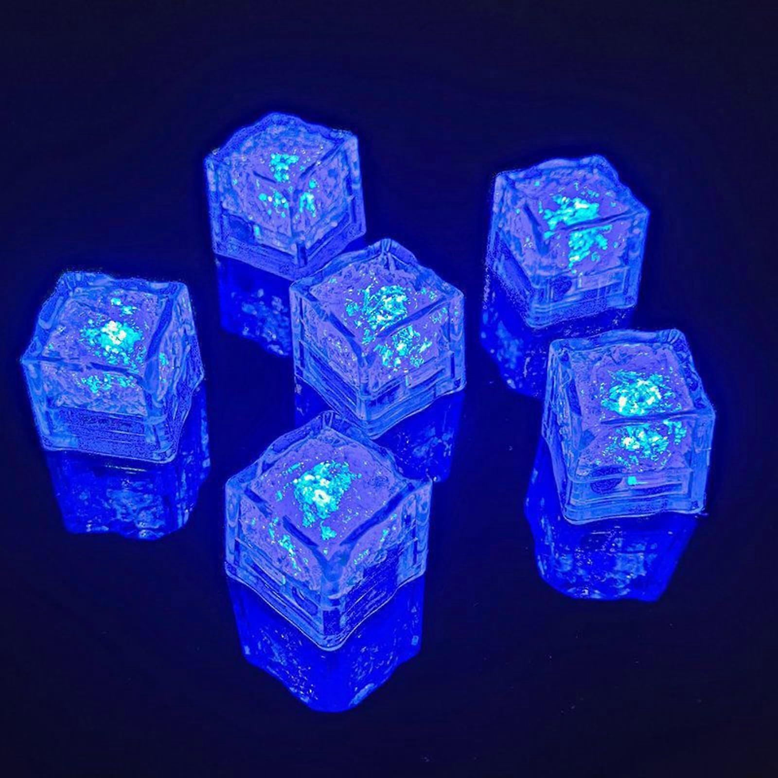 LED Ice Cubes for Drinks, Liquid Activated Reusable Lights for Parties, Weddings, Bars, 12 Pack Blue
