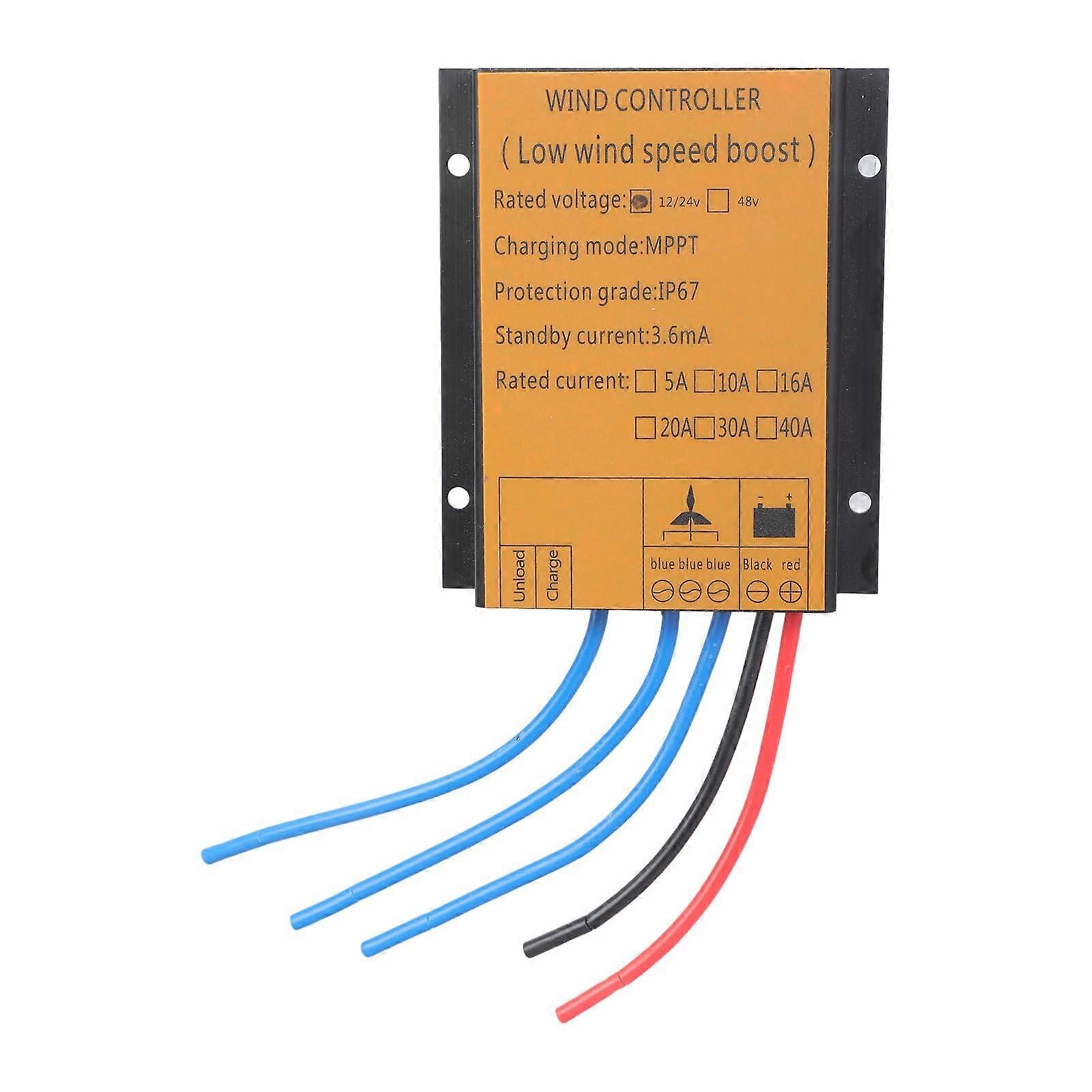 MPPT Wind Turbine Charge Controller 12V 24V 16A IP67 Waterproof with Automatic Braking