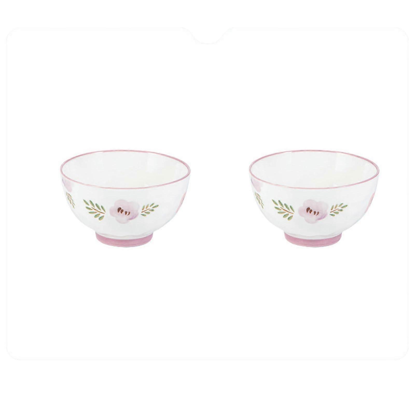 Ceramic Rice Bowl Set 5Inch DoubleEared Design Microwave Dishwasher Safe Scratch Resistant 2Pack