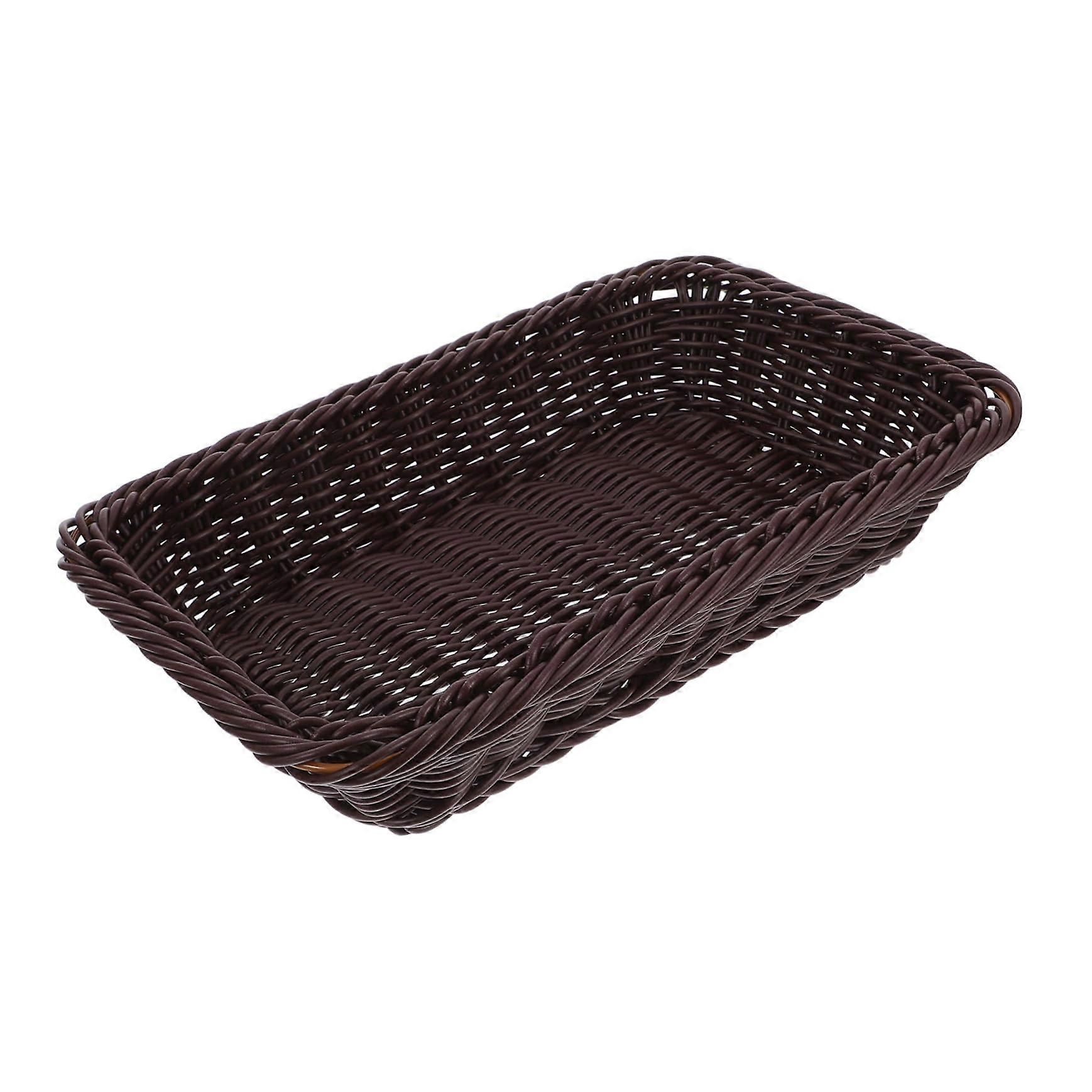 Woven Bread Basket Large Capacity Decorative Storage for Fruit Dining Table Deep Brown