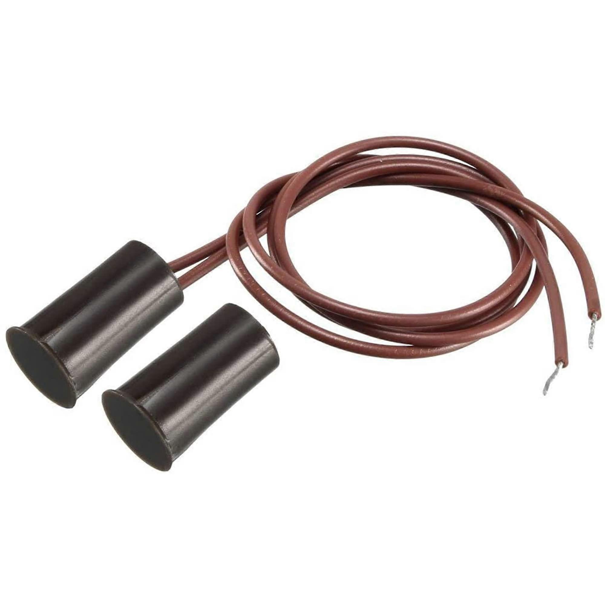 RC33 NC Recessed Wired Security Door Contact Sensor Magnetic Window Alarm Switch Brown