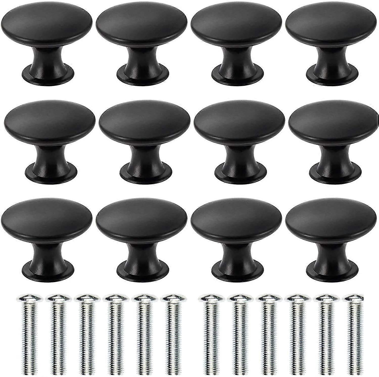 12pcs Black Cabinet Knobs and Drawer Handles Solid Metal Durable Wardrobe Cupboard Kitchen