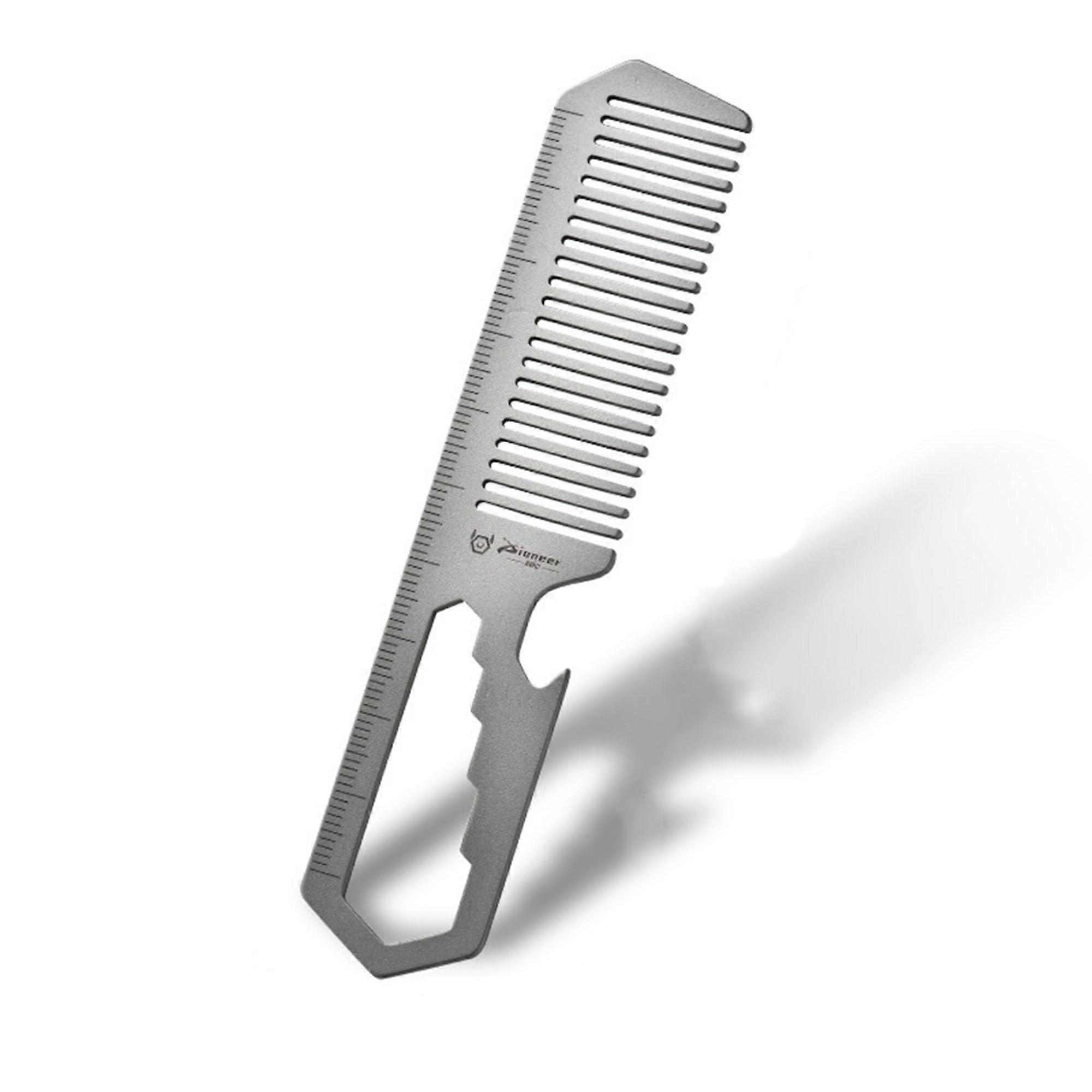 Titanium EDC Mustache Comb with Bottle Opener and Rounded Antisnag Teeth Grooming Tool