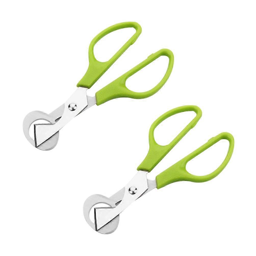 2pcs Stainless Steel Quail Egg Cutter Scissors for Easy Shell Opening with Comfortable Handles Green Ref: 3826