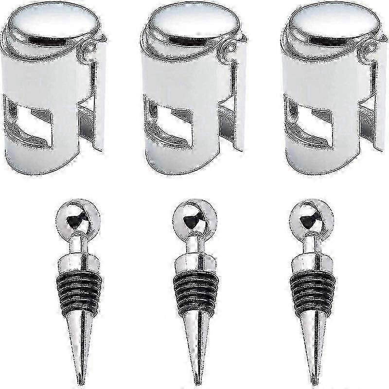 3 wine corks and 3 champagne corks