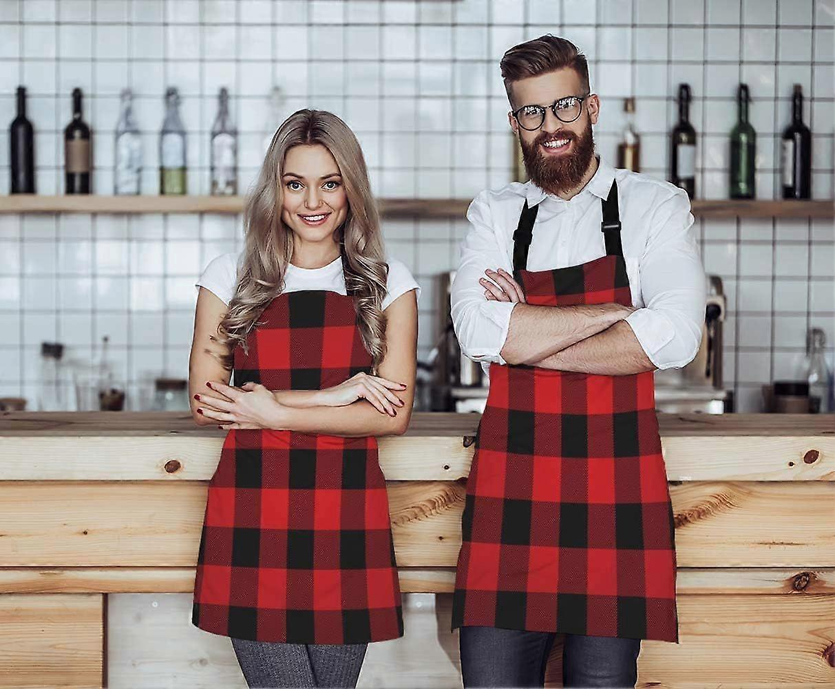 Black and Red Buffalo Check Plaid Apron,Classic Lumberjack Plaid Checker Pattern