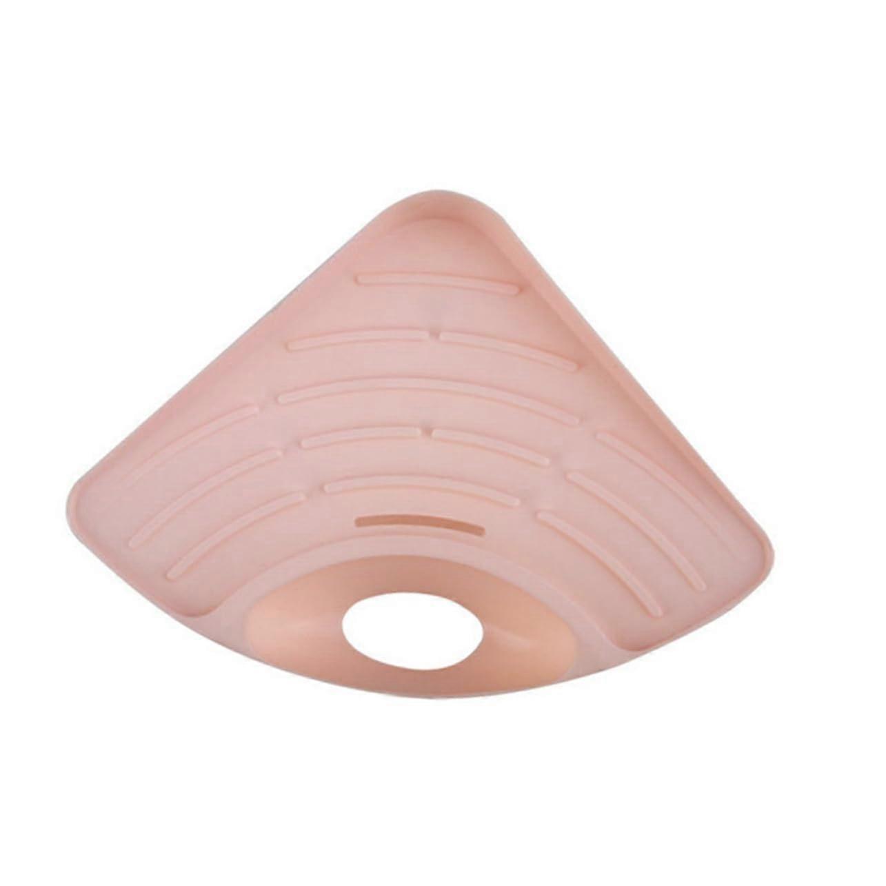 Pink Triangle Corner Sink Sponge Holder and Soap Dish with Fast Drain for Kitchen Bathroom