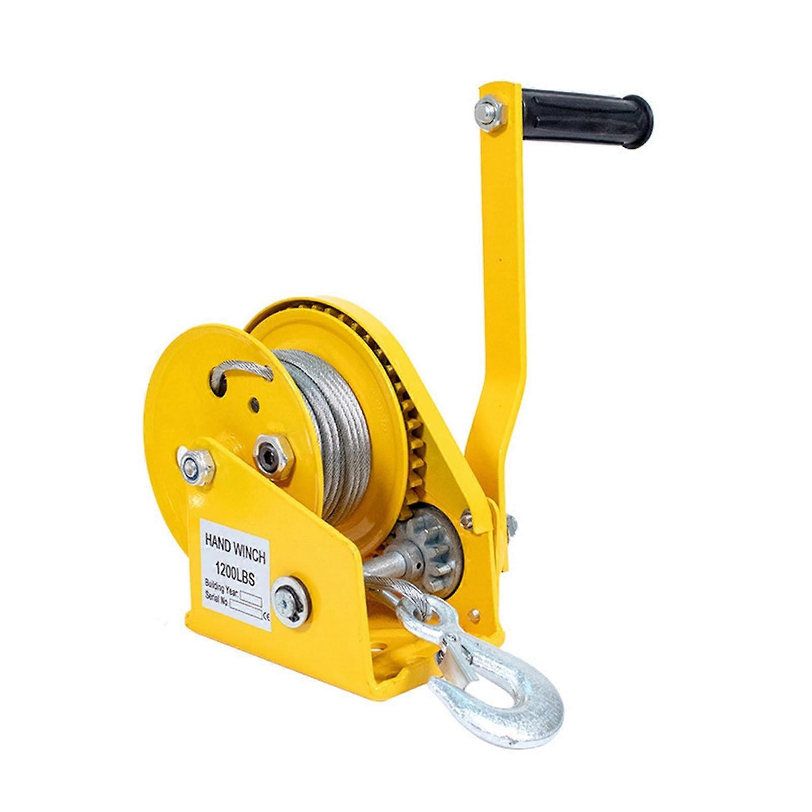 Manual Hand Winch with SelfLocking Safety, Heavy Duty Steel Cable for Lifting and Pulling