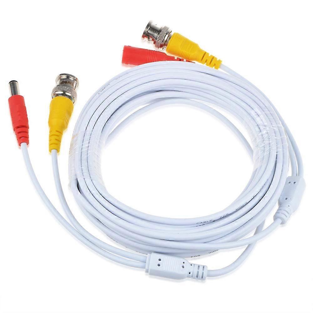 25ft White BNC Security Camera Video Power Cable for Universal CCTV System Connection