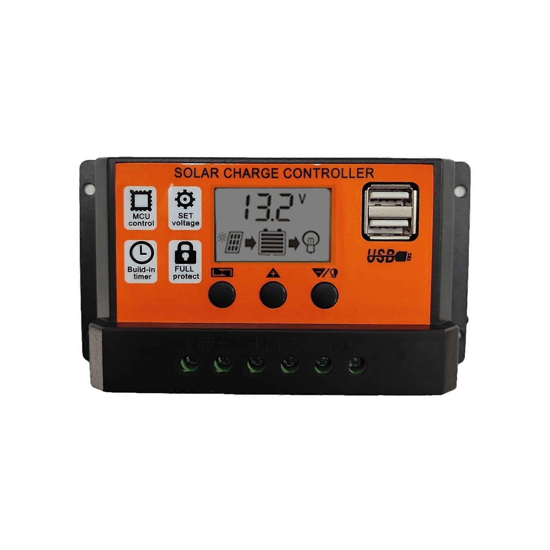 10A Solar Charge Controller with Dual USB Fast Charging LCD Display Battery Regulator for Camping