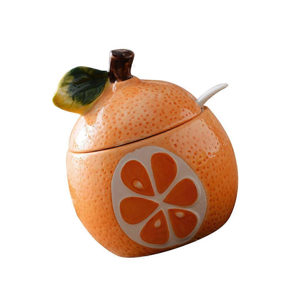 Seasoning Box with Spoon Ceramic Spice Jar Fruit Shaped for Kitchen