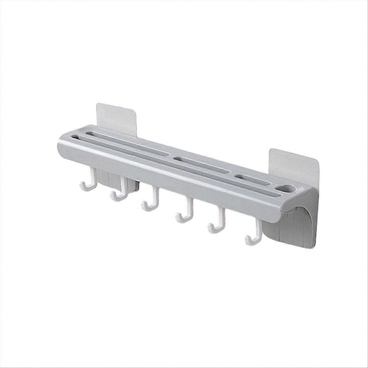 Wall-Mounted Kitchen Rack Knife Holder Storage Shelf Gray