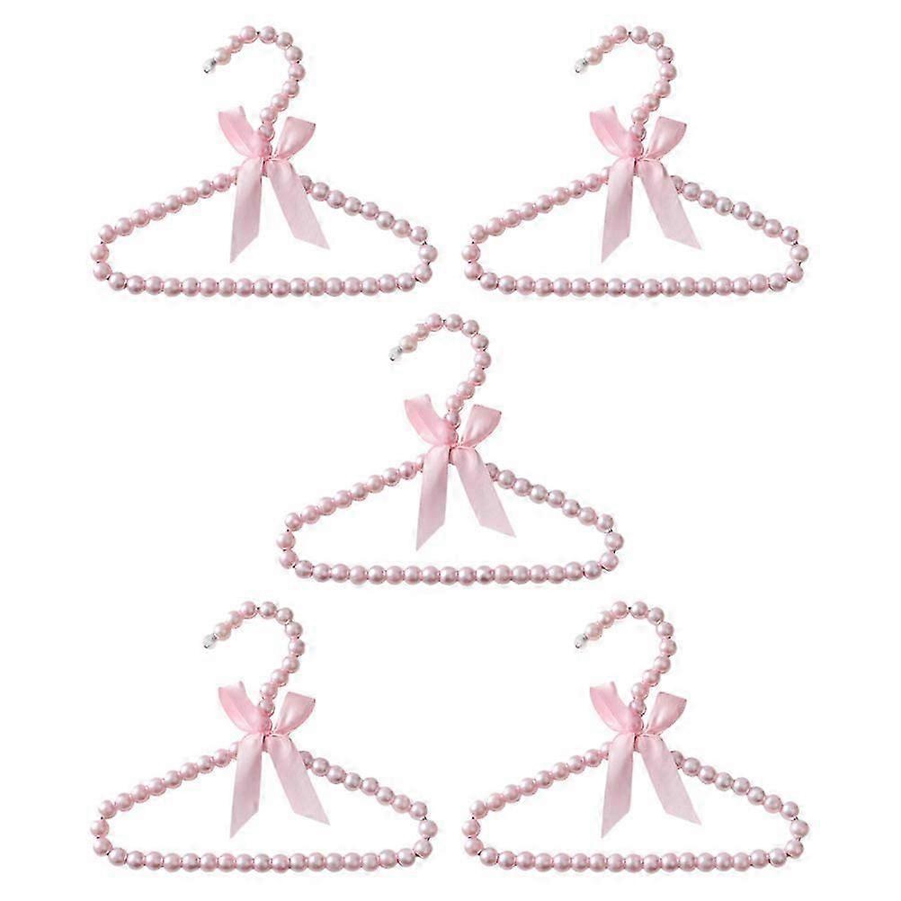 Pink Plastic Pet Clothes Hangers 5Pcs Display