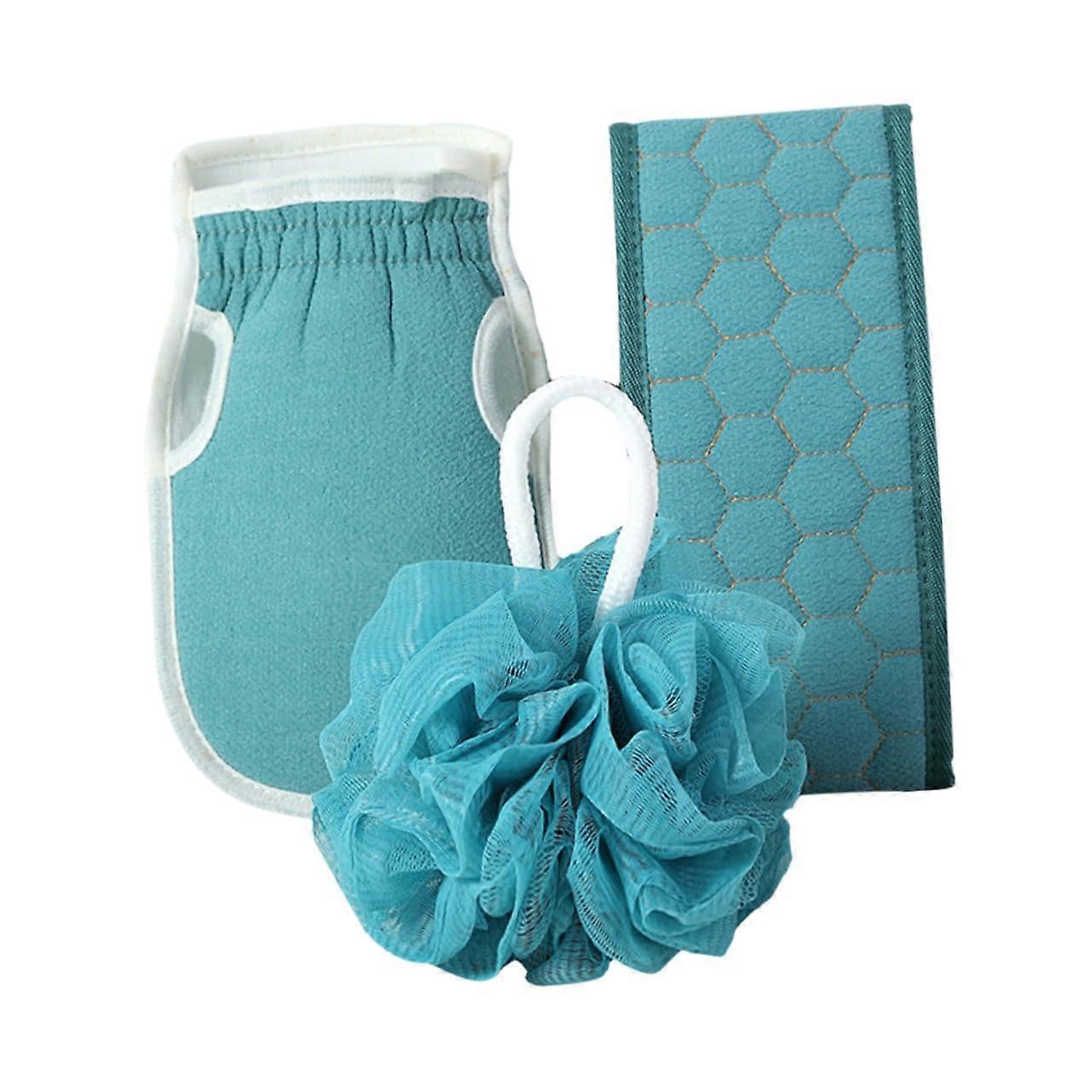 Bath Exfoliation Set with Back Scrubber, Gloves, Shower Ball and Back Strap for Deep Cleansing