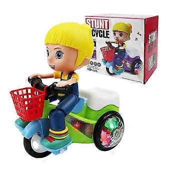 Baby Toddler Electric Tricycle Toy Cartoon Motorcycle Vehicle Stunt Performance, Music, Luminous Lights, Kids Birthday Gifts