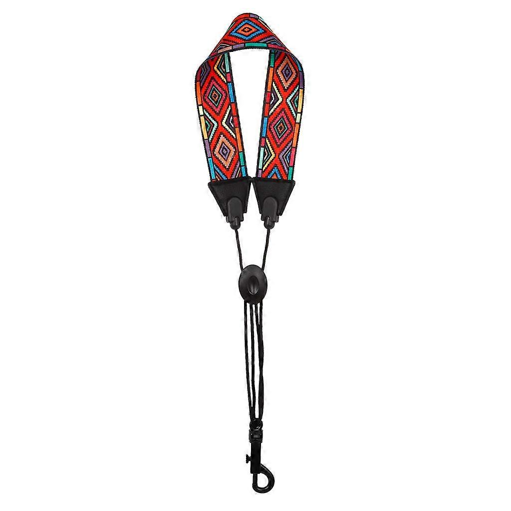 Red Saxophone Neck Strap, Adjustable Soft Leather Padding for Comfortable Playing
