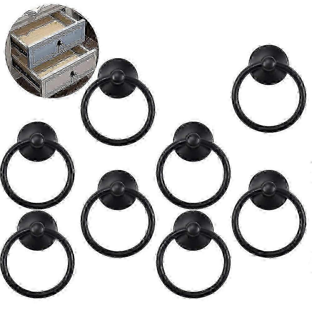 8pcs Antique Round Drawer Ring Knobs, Vintage Cabinet Handle Pulls.