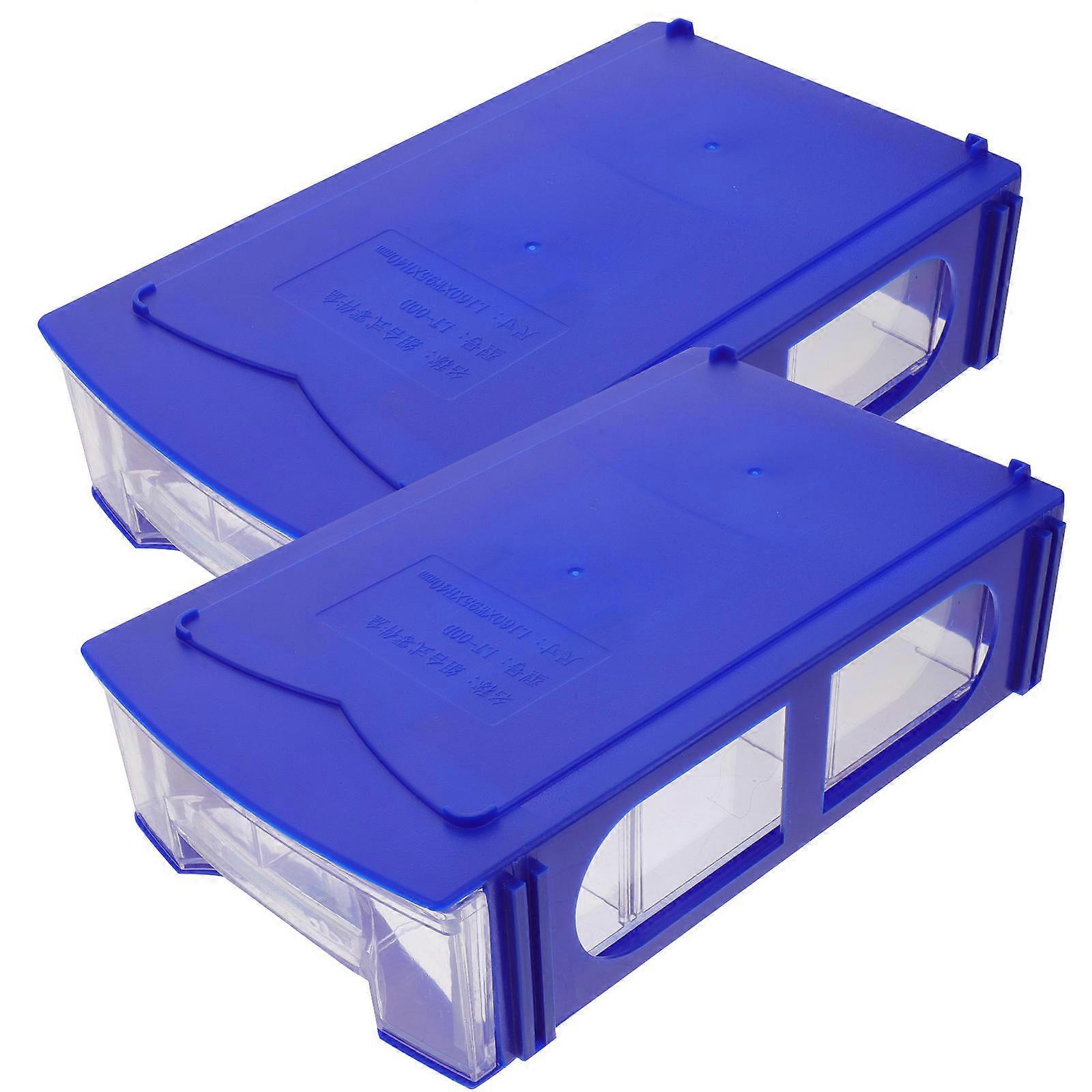 2Pcs Blue Plastic Storage Container for Storage Drawer Style Component Box
