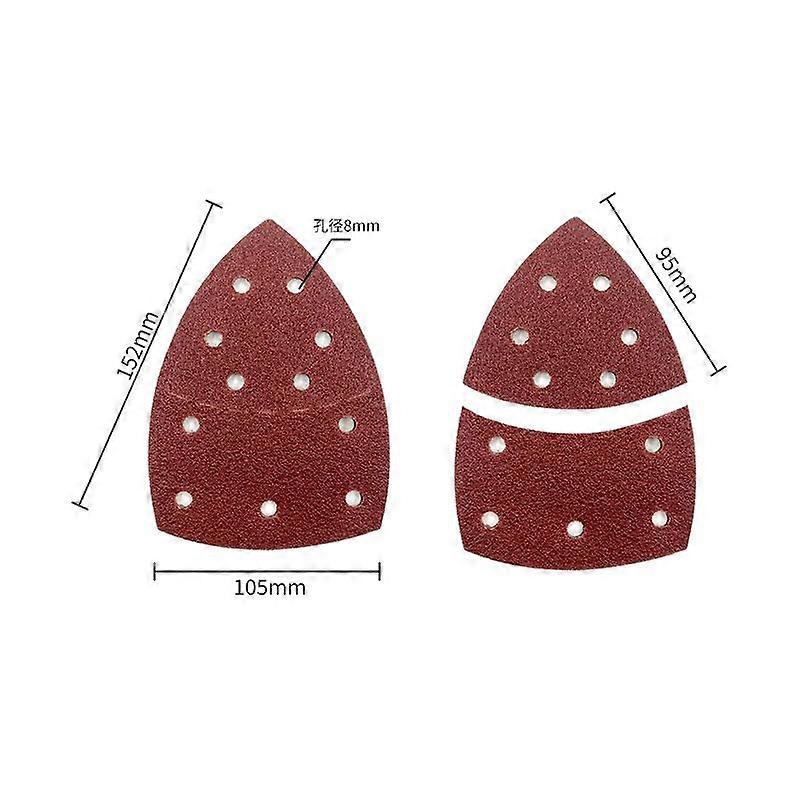 Triangular Hook-and-Loop Red Sanding Pads, Detachable Dry Sandpaper for Multi-Tool, 5pcs Set