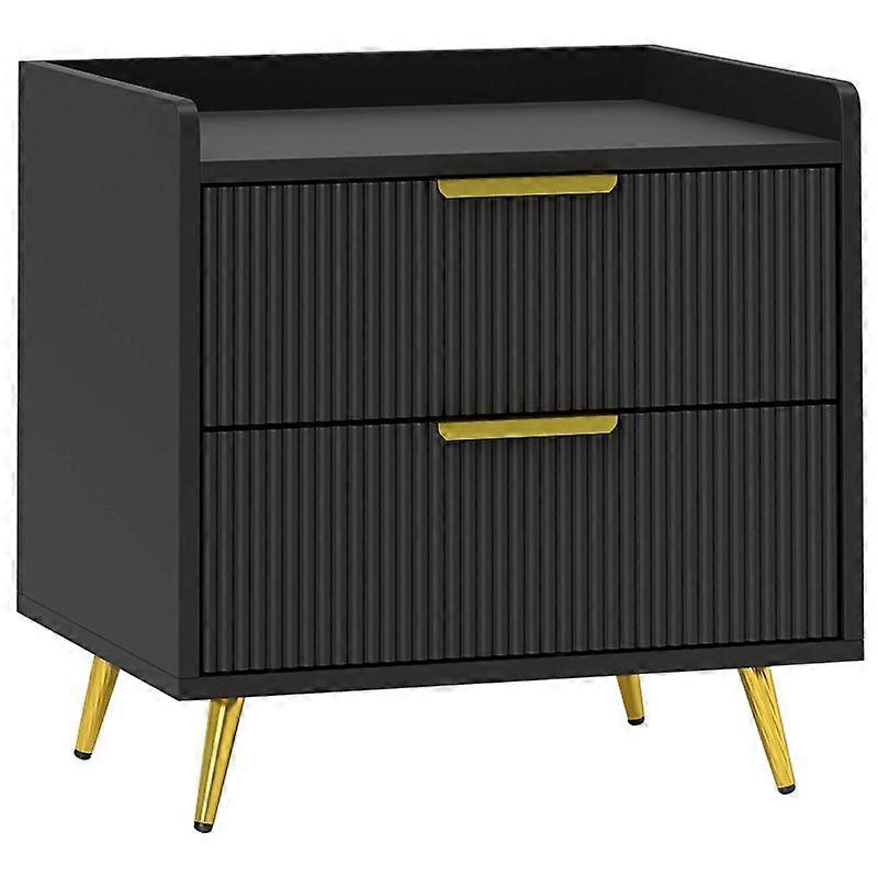 Elegant Two-Drawer Bedside Table - Black