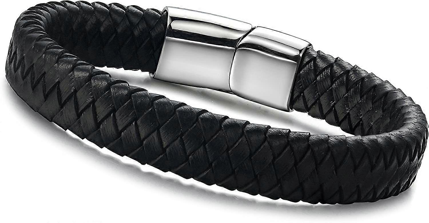 Pulseiras de couro trançado para homens Pulseiras Moda Fecho Magnético 7,5-8,5 polegadas