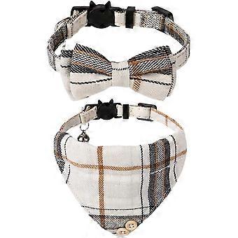 Breakaway Cat Collar with Bells - 2 Pack Cat Collar with Bells, Cat Collars with Bandana, Accessories for Pet Collars, Adjustable for Cats and Small D