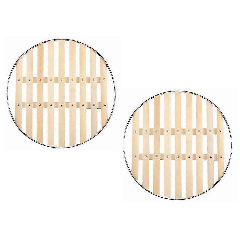 Bamboo Steaming Rack Round Steaming Holder for Kitchen 2Pcs Light Brown