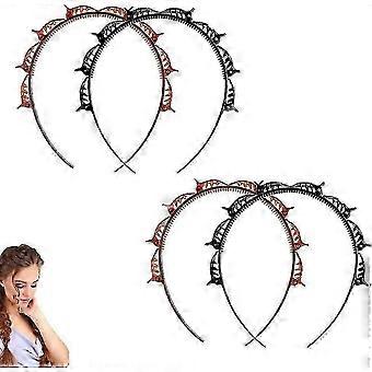 4 stuks hoofdband met clips, dubbele pony kapsel haarspeld, pony kapsel haarhoepel, doe-het-zelf hoofdband met clips voor vrouwen, kinderen, mannen, dagelijkse activiteiten (blac