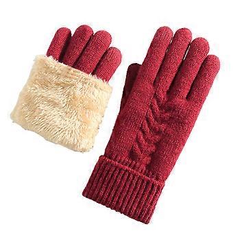 Touchscreen Gloves for Women Wool Lined Warm Knit Thermal Fleece Gloves for Cold Weather
