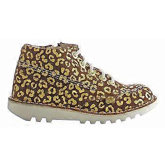 Kick Hi Lace-Up Brown Suede Leather Kids Shoes 1 15952
