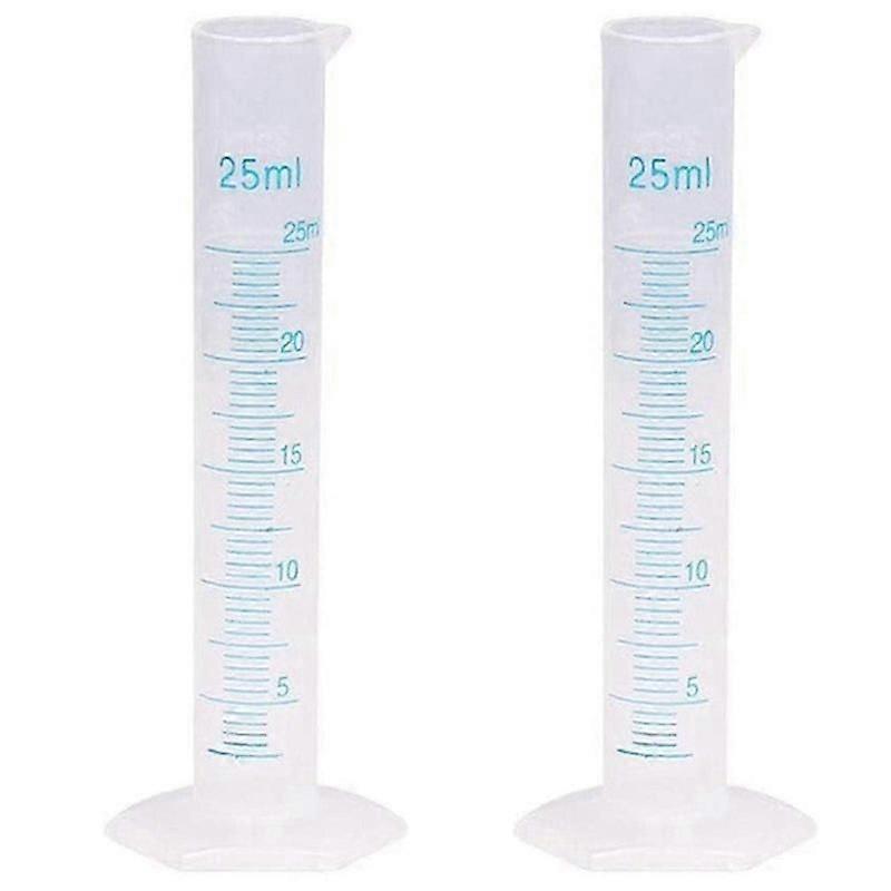 Plastic 25ml Measuring Cylinder Lab Tool 2 Pack