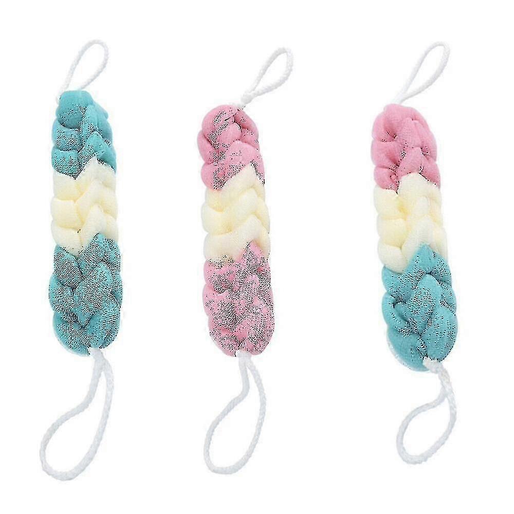3pcs Multicolor Shower Loofah Exfoliating Bath Puff Body Scrub Sponge