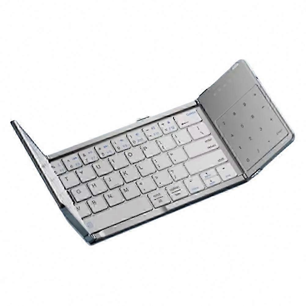 Portable Foldable Bluetooth Keyboard with Numeric Keypad, Wireless Touchscreen Compatible for Phones & Tablets