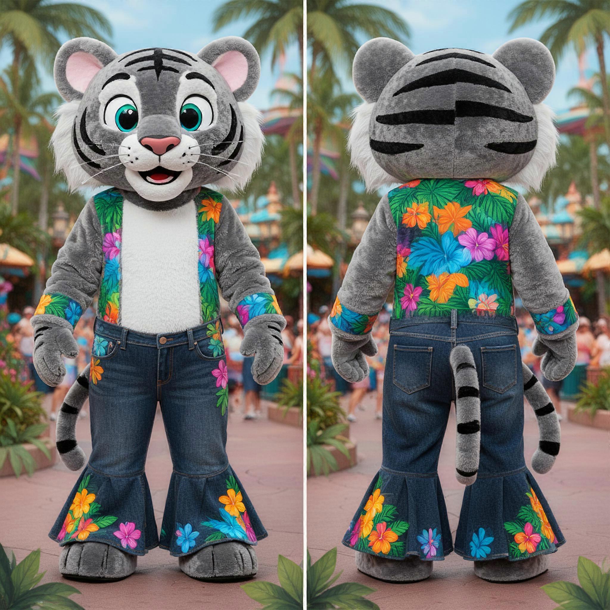 MASTICOT Slate Gray Cartoon Tiger Mascot