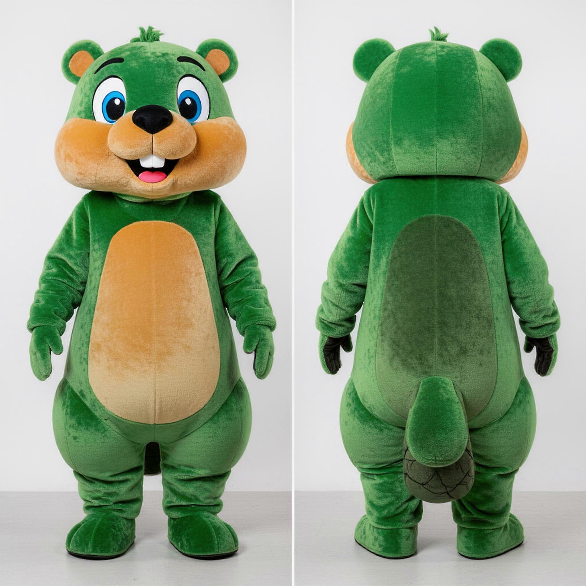 MASTICOT Emerald Green Cartoon Beaver Mascot