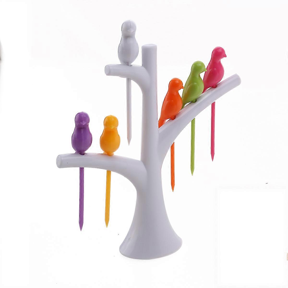 Tree Branch Bird Toothpick Fork for Outdoor Use White