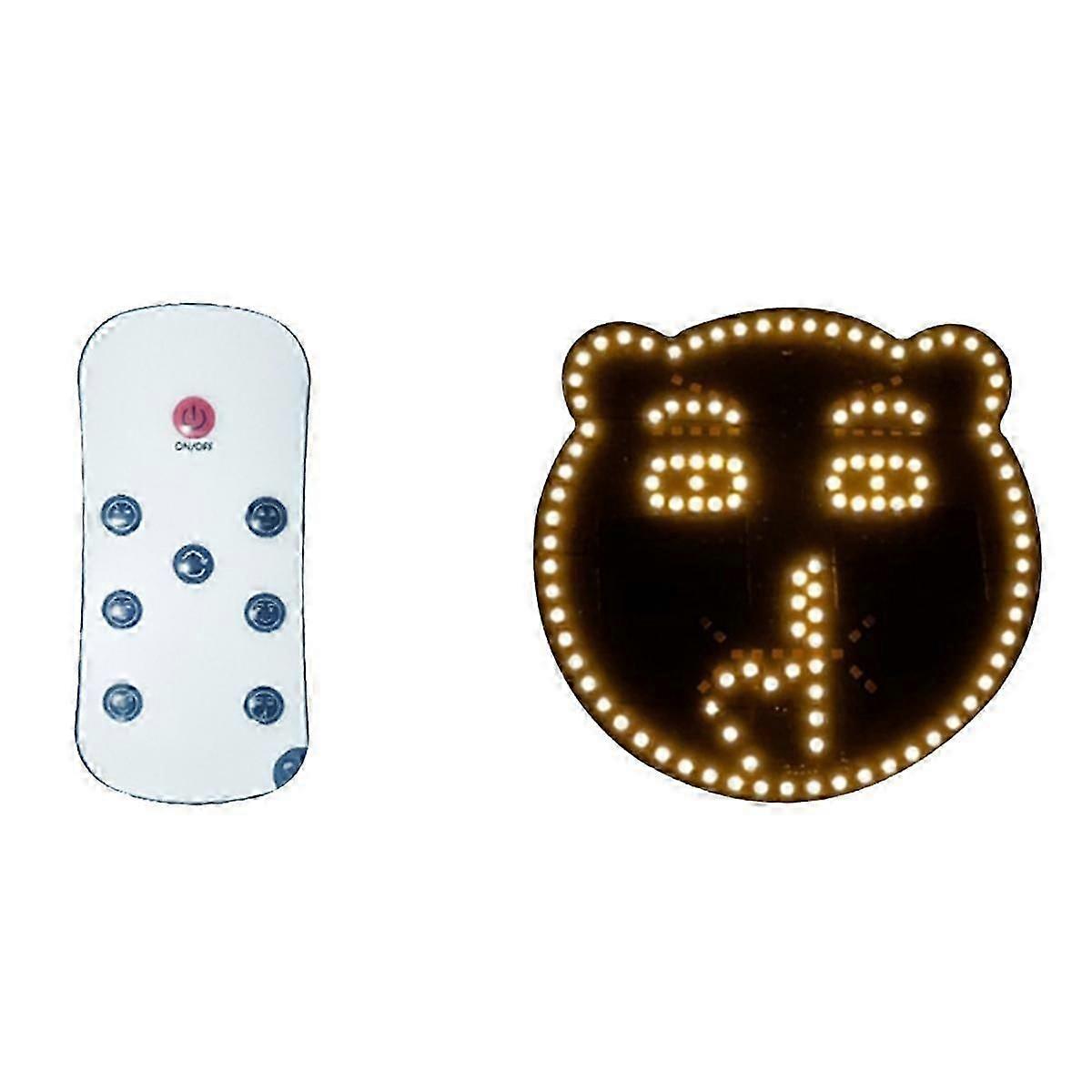 Car Led Fun Expression Light Smile Face Lights With Remote Control Car Multi-function Warning Reminder Lamp,b