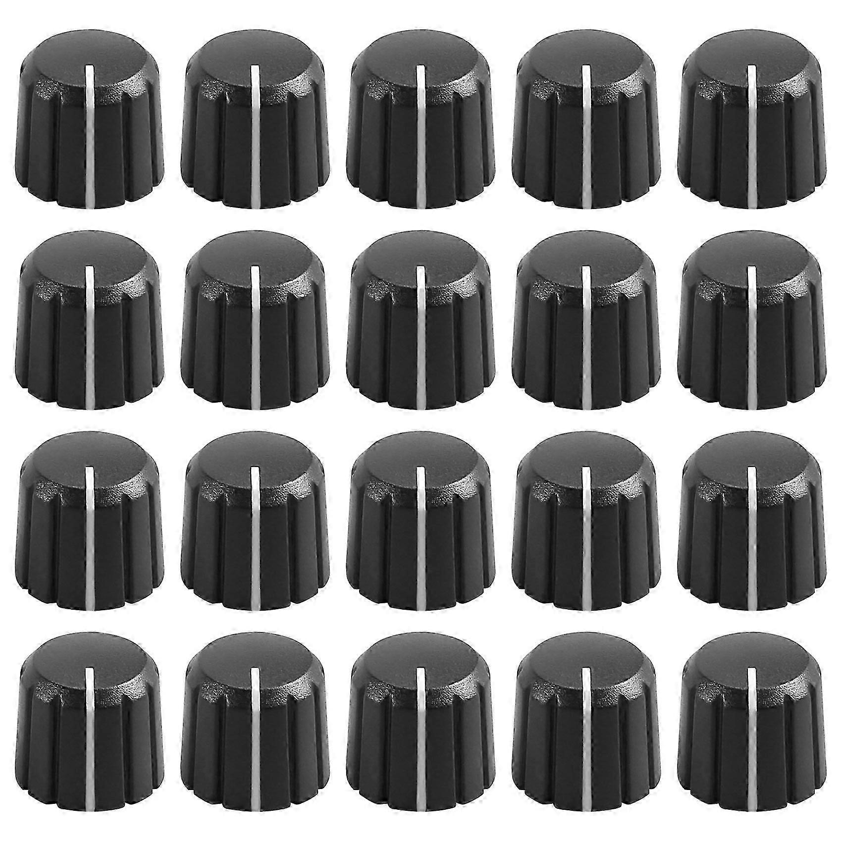 A pack of 20 rotary knobs designed for 6mm diameter D-type shaft guitar volume control.